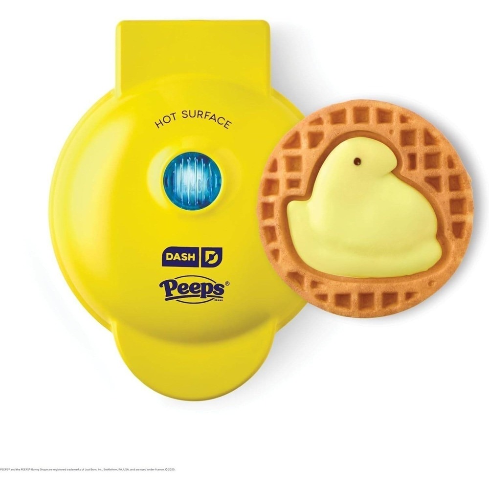 Dash Mini Waffle Maker Peeps Edition Yellow Easter Breakfast Kitchen Gadget